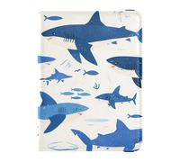 Passport Holder Cover Wallet, Shark Blue, PU Leather Travel Essentials Waterproof RFID Blocking Leather Card Case for Men Women