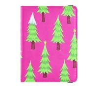 Passport Holder Cover Wallet, Simple Christmas Tree Pattern, PU Leather Travel Essentials Waterproof RFID Blocking Leather Card Case for Men Women