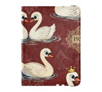 Passport Holder Cover Wallet, Swan Vintage, PU Leather Travel Essentials Waterproof RFID Blocking Leather Card Case for Men Women