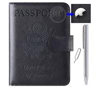 Passport Holder Cover Wallet Travel Essentials Leather Rfid Blocking Case Vacation Luggage Must Haves Travel Accessories for Men Women, 117#Black, For Airtag