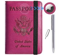 Passport Holder Cover Wallet Travel Essentials RFID Blocking Leather Card Case International Must Haves Travel Accessories for Women Men, 119#Purple, for Airtag