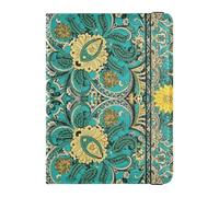 Passport Holder Cover Wallet, Turquoise and Yellow Floral Pattern, PU Leather Travel Essentials Waterproof RFID Blocking Leather Card Case for Men Women