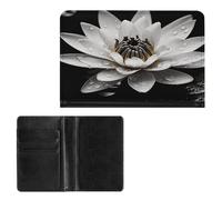 Passport Holder Elegance Black And White Water Lily Printing Passport Cover Slim Travel Passport Wallet For Women Men, style, One Size, Passport Protector