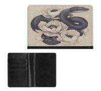 Passport Holder Elegance Black Snake And Flower Printing Passport Cover Slim Travel Passport Wallet For Women Men, style, One Size, Passport Protector