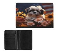 Passport Holder Elegance Shih Tzu Dog And Flowers Printing Passport Cover Slim Travel Passport Wallet For Women Men, style, One Size, Passport Protector