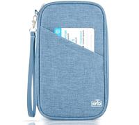 Passport Holder Family, Women Rfid Blocking Passport Wallet, Travel Document Organizer Premium Wallets Passport Holders Bag, Neutral Blue, Compact