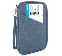 Passport Holder Family, Women Rfid Blocking Passport Wallet, Travel Document Organizer Premium Wallets Passport Holders Bag, Neutral Blue, Compact