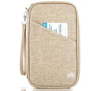 Passport Holder Family, Women Rfid Blocking Passport Wallet, Travel Document Organizer Premium Wallets Passport Holders Bag, Family - Pale Khaki, Box, Family