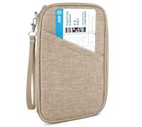 Passport Holder Family, Women Rfid Blocking Passport Wallet, Travel Document Organizer Premium Wallets Passport Holders Bag, Pale Khaki, Box, Travel Fashion