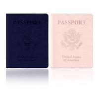 Passport Holder for Travel, 2 PCS Passport Holder, Travel Passport Holders Must Haves for Women Men, Passport Cover Passport Wallet Case Holders for Travels Cruise Ship Essentials Gifts, Dark Blue
