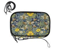 Passport Holder for travel Botanical Bee Pattern Yellow Flowers