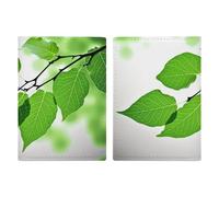 Passport Holder for Travel Essentials, Green and White Leaf Printed Aesthetic & Cute Passport Book Case for Women and Men