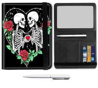 Passport Holder for Travel Essentials,Passport Wallet Cover Case with RFID Blocking,Leather Travel Documents Organizer Protector,Passport Holder for Women,Passport Case, Rose Human Skeleton -2590