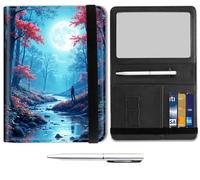 Passport Holder for Travel Essentials,Passport Wallet Cover Case with RFID Blocking,Leather Travel Documents Organizer Protector,Passport Holder for Women,Passport Case, Purple forest and Moon -WSJ4