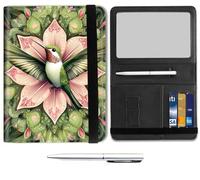 Passport Holder for Travel Essentials,Passport Wallet Cover Case with RFID Blocking,Leather Travel Documents Organizer Protector,Passport Holder for Women,Passport Case, Green Hummingbird Flower