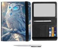 Passport Holder for Travel Essentials,Passport Wallet Cover Case with RFID Blocking,Leather Travel Documents Organizer Protector,Passport Holder for Women,Passport Case, Cute Blue Owl -WSJ114