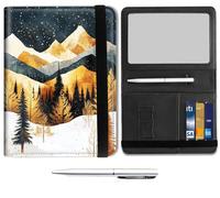 Passport Holder for Travel Essentials,Passport Wallet Cover Case with RFID Blocking,Leather Travel Documents Organizer Protector,Passport Case,Passport Holder for Women, Golden Star Forest -2136