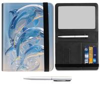 Passport Holder for Travel Essentials,Passport Wallet Cover Case with RFID Blocking,Leather Travel Documents Organizer Protector,Passport Holder for Women,Passport Case, Cute Dolphins -WSJ27
