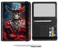 Passport Holder for Travel Essentials,Passport Wallet Cover Case with RFID Blocking,Leather Travel Documents Organizer Protector,Passport Holder for Women,Passport Case, Red Human Skeleton -CH13