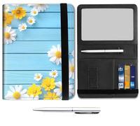 Passport Holder for Travel Essentials,Passport Wallet Cover Case with RFID Blocking,Leather Travel Documents Organizer Protector,Passport Case,Passport Holder for Women, Daisies Yellow Flowers -2218