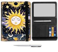 Passport Holder for Travel Essentials,Passport Wallet Cover Case with RFID Blocking,Leather Travel Documents Organizer Protector,Passport Holder for Women,Passport Case, Moon and Sun -2586