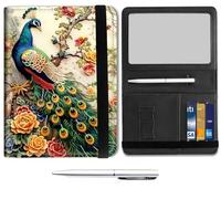 Passport Holder for Travel Essentials,Passport Wallet Cover Case with RFID Blocking,Leather Travel Documents Organizer Protector,Passport Case,Passport Holder for Women, Cute Peacock Floral -2006