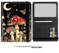 Passport Holder for Travel Essentials,Passport Wallet Cover Case with RFID Blocking,Leather Travel Documents Organizer Protector,Passport Holder for Women,Passport Case, Mushroom and Butterfly -CH15