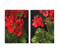 Passport Holder for Travel Essentials, Red Geraniums1 Printed Aesthetic & Cute Passport Book Case for Women and Men