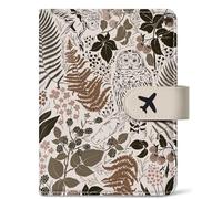 Passport Holder for Travel Essentials, RFID Blocking Leather Cover Wallet, Aesthetic Passport Book Case for Women and Men - Owl