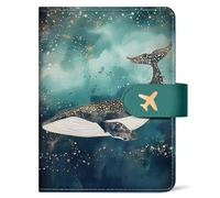 Passport Holder for Travel Essentials, RFID Blocking Leather Cover Wallet, Aesthetic Passport Book Case for Women and Men, L.Whale