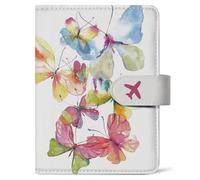 Passport Holder for Travel Essentials, RFID Blocking Leather Cover Wallet, Aesthetic Passport Book Case for Women and Men - Butterfly