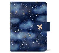 Passport Holder for Travel Essentials, RFID Blocking Leather Cover Wallet, Aesthetic Passport Book Case for Women and Men - Star