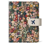 Passport Holder for Travel Essentials, RFID Blocking Leather Cover Wallet, Aesthetic Passport Book Case for Women and Men - Flower