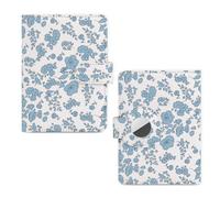 Passport Holder for Travel Essentials, RFID Blocking Leather Cover Wallet with Magnetic Closure, Cute Floral Passport Wallet Cover Case for Travel Must Have Accessories, Passport Book for Women, Blue