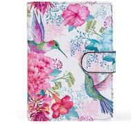 Passport Holder for Travel Essentials, RFID Blocking Passport Wallet Cover with Magnetic Closure, Passport Book Holders for Women and Men, Flowers and Hummingbirds, Cute