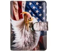 Passport Holder for Travel Essentials, RFID Blocking Passport Wallet Cover with Magnetic Closure, Passport Book Holders for Women and Men, American Flag Bald Eagle, Cute