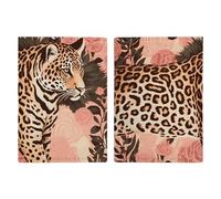 Passport Holder for Travel Essentials, Striped Leopard Printed Aesthetic & Cute Passport Book Case for Women and Men