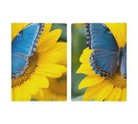 Passport Holder for Travel Essentials, Sunflower Blue Butterfly Printed Aesthetic & Cute Passport Book Case for Women and Men