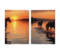 Passport Holder for Travel Essentials, Sunsets Lake Horses Printed Aesthetic & Cute Passport Book Case for Women and Men