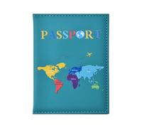 Passport Holder for Travel Family Traveling Accessory Passport Cover Map Printed Passports Protector, BLUE, S, Travel