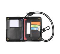 Passport Holder for Travel Leather Organizer Passport Book Holder Anti Theft Cowhide Purse with Lanyard for Money Money Family Women Men, Black, Refer to description, Unisex