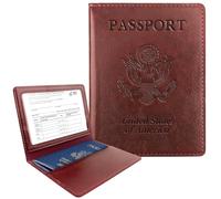 Passport Holder for Travel Men Women - Passport Cover, Passport Wallet Case Travel Essentials Travel Must Haves Accessories Blocking Leather Card Slot Protector for Stocking Stuffers Gifts, 1 Pack