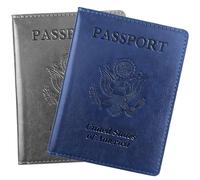 Passport Holder for Travel Men Women - Passport Cover, Passport Wallet Case Travel Essentials Travel Must Haves Accessories Blocking Leather Card Slot Protector for Stocking Stuffers Gifts, 2 Pack