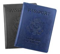 Passport Holder for Travel Men Women - Passport Cover, Passport Wallet Case Travel Essentials Travel Must Haves Accessories Blocking Leather Card Slot Protector for Stocking Stuffers Gifts, 2 Pack