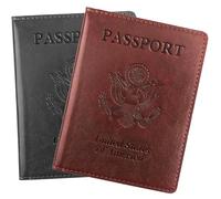 Passport Holder for Travel Men Women - Passport Cover, Passport Wallet Case Travel Essentials Travel Must Haves Accessories Blocking Leather Card Slot Protector for Stocking Stuffers Gifts, 2 Pack