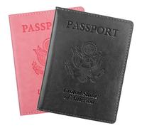Passport Holder for Travel Men Women - Passport Cover, Passport Wallet Case Travel Essentials Travel Must Haves Accessories Blocking Leather Card Slot Protector for Stocking Stuffers Gifts, 2 Pack
