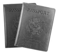 Passport Holder for Travel Men Women - Passport Cover, Passport Wallet Case Travel Essentials Travel Must Haves Accessories Blocking Leather Card Slot Protector for Stocking Stuffers Gifts, 2 Pack