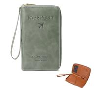 Passport Holder for Travel- Multi-Function Passport Cover with Phone Pocket, Tracker Slot & Zipper Closure | Holds Cards, Cash, Boarding Pass | for Men & Women (Green)
