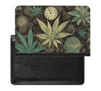 Passport Holder for Travel Passport Holder for Women Men RFID Blocking 3D Print Blue Skull Passport Holder Travel Accessories, A Puff in Time Weed Marijuana, One Size
