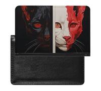 Passport Holder for Travel Passport Holder for Women Men RFID Blocking A Bee on A Flower Passport Holder Travel Accessories, Combination Cat Skull, One Size